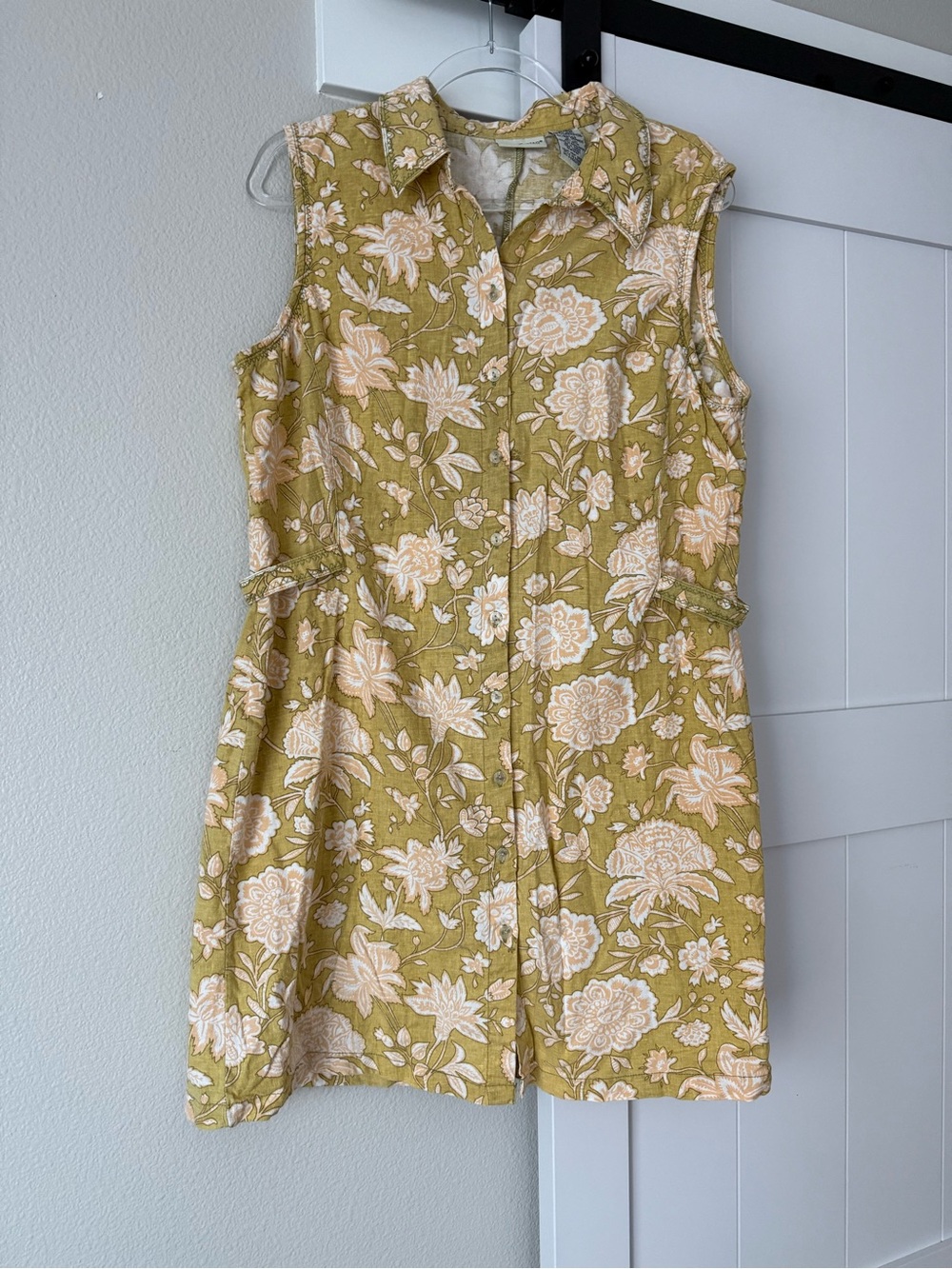 Ag Adriano Goldschmied Green & Cream Printed Linen Blend Top